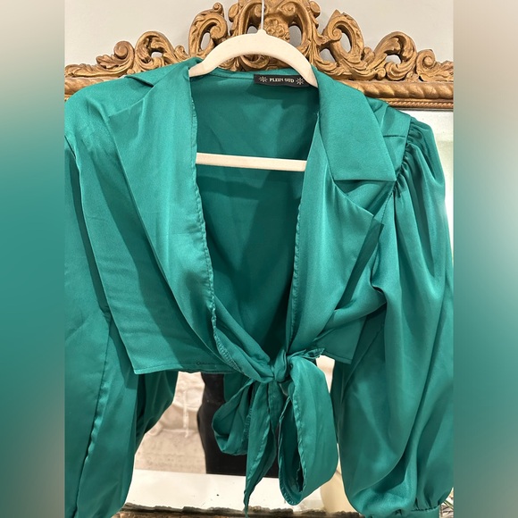 Plein Sud Satin Tie Front Crop Top - Picture 5 of 5